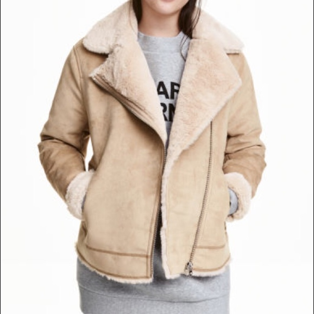 H&M FUR LINED BIKER JACKET